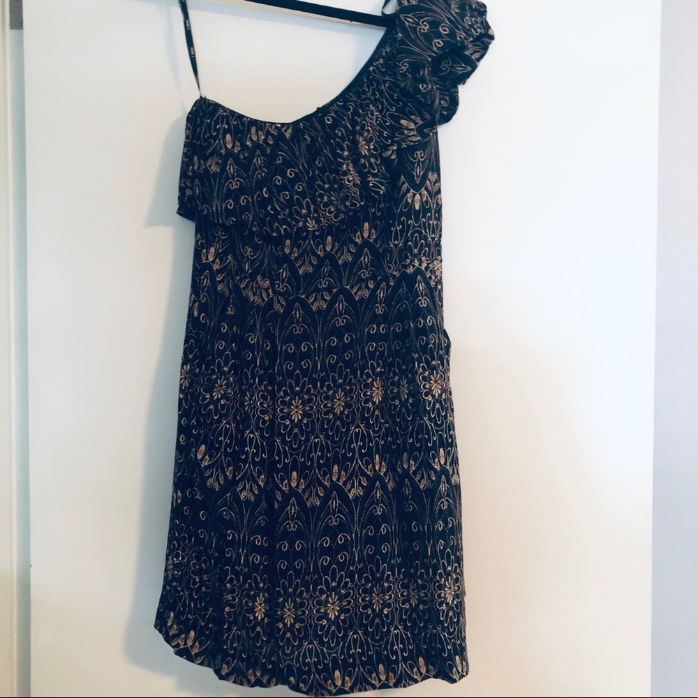 Black and gold cocktail dress